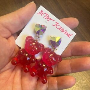 Adorable Betsy Johnson Gummy Bear Earrings in hot pink